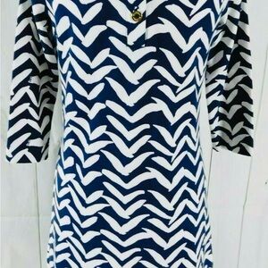 Lilly Pulitzer Navy & White I Got Lucky Bird Charlene Chevron Shift Dress